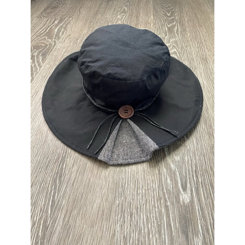Sun N Sand Wide Brim Packable Sun‎ Hat Black Gray Button